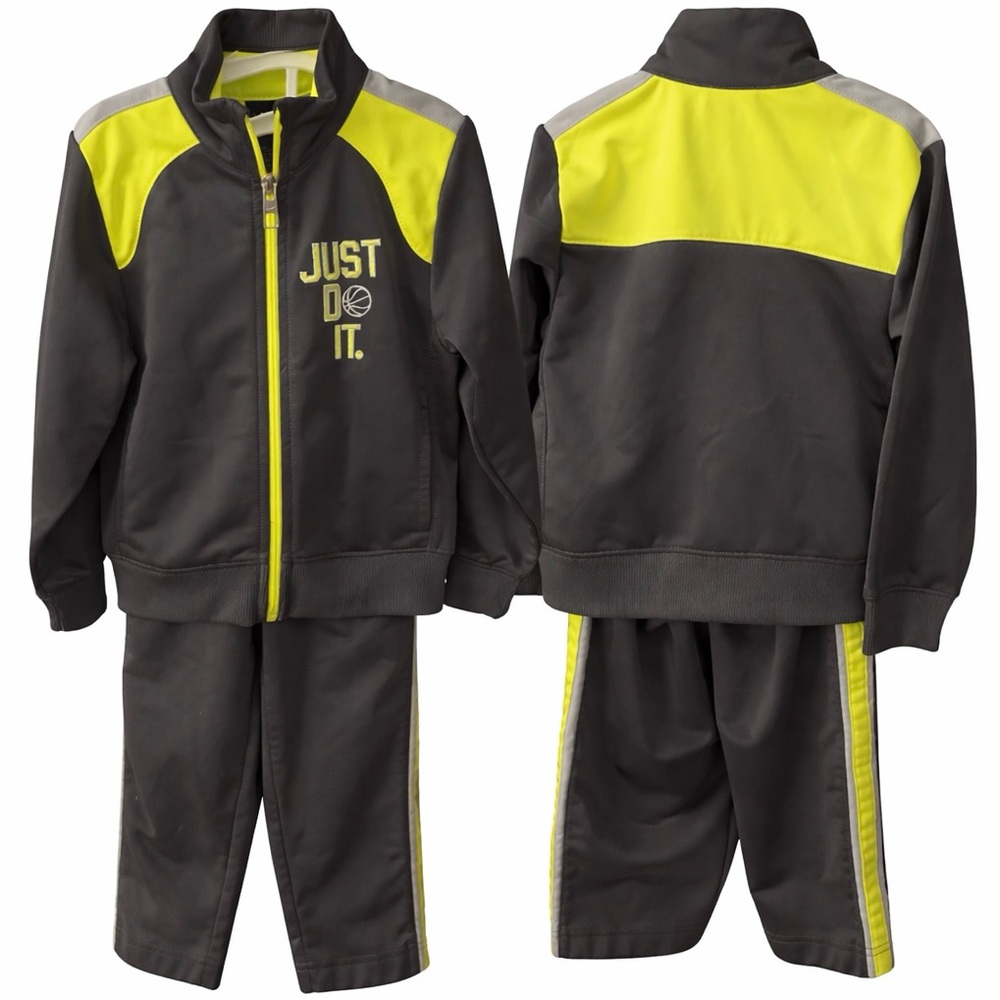EUC Nike Youth Track Set - Charcoal & Neon Yellow